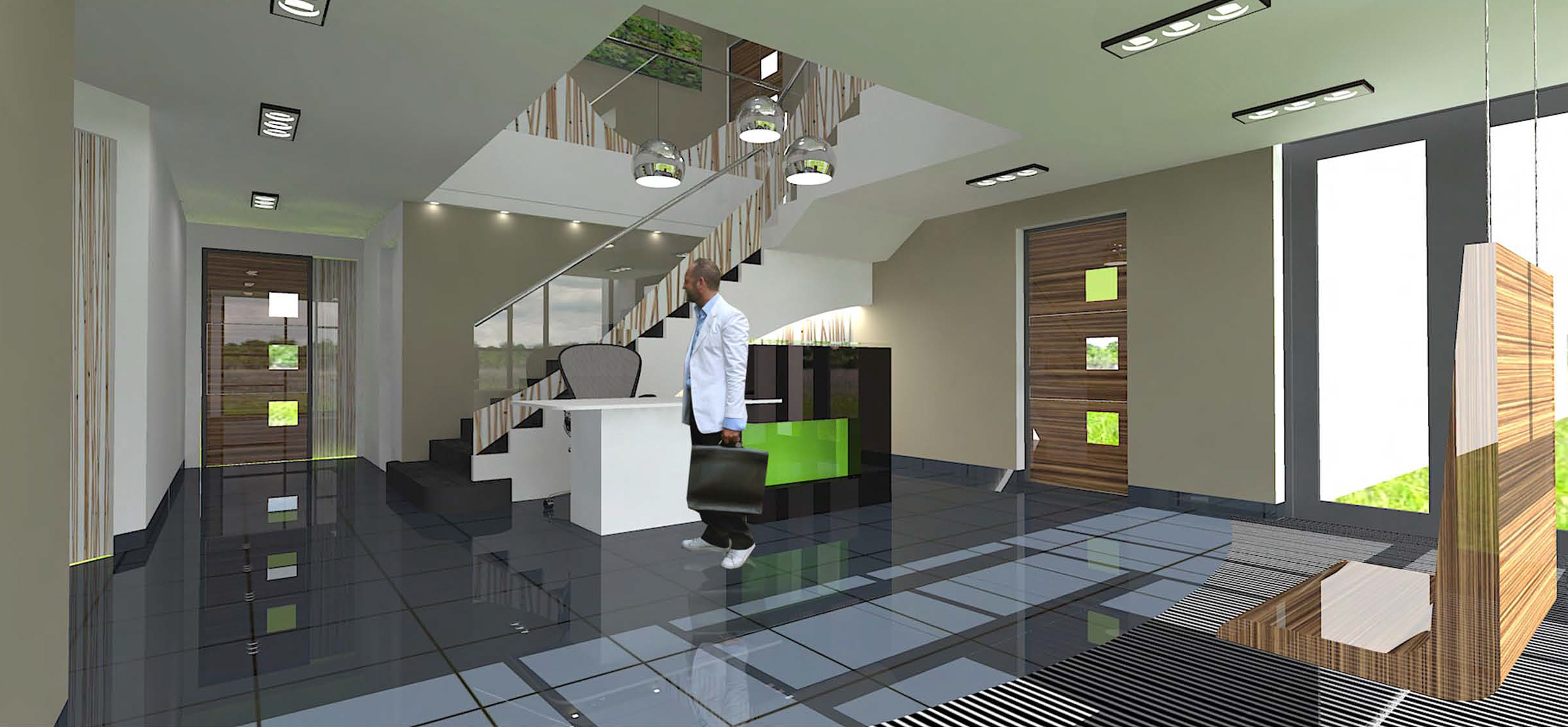 Interior designs for the entrance foyer of Portland House